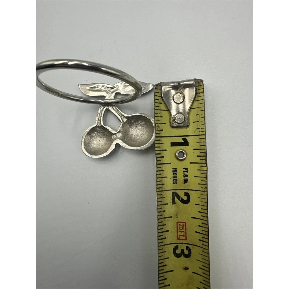Set of 4 Vintage Pewter Cherry Fruit Napkin‎ Rings